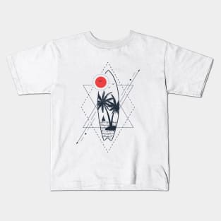 Sun. Sea. Palms & Surfing. Double Exposure Kids T-Shirt